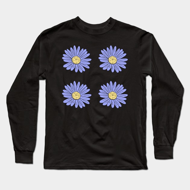 Blue Daisy Doodle Pack Long Sleeve T-Shirt by NatureGlow